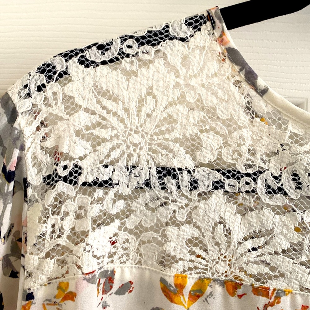 Van Heusen Lightweight Long Sleeve Lace Floral Cream White Blouse Shirt Top - Picture 7 of 10